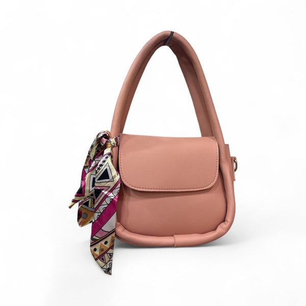 Blush Arc The Rose Gold Handle Bag with Silk Twilly Scarf