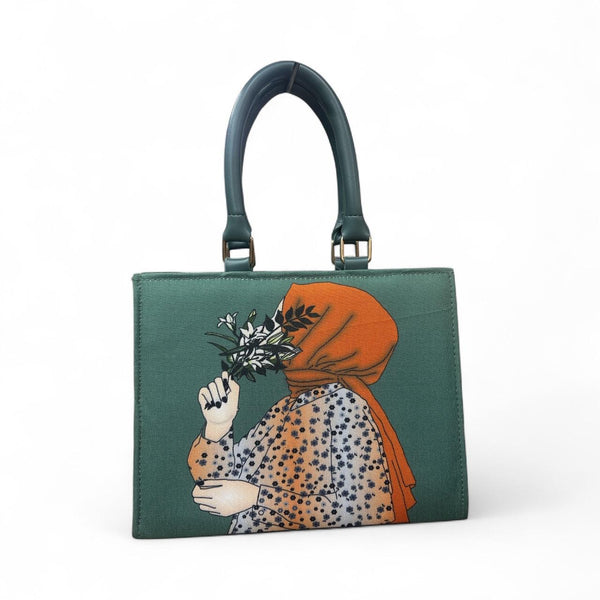 Blossom Veil" Bag with Artistic Hijabi Girl Illustration