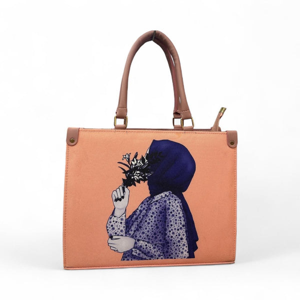 Blossom Veil" Bag with Artistic Hijabi Girl Illustration