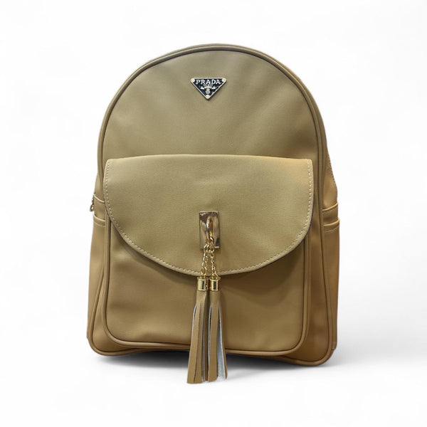 The Beige Tassel Backpack